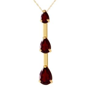 14K. SOLID GOLD NECKLACE WITH NATURAL GARNETS (Yellow Gold)